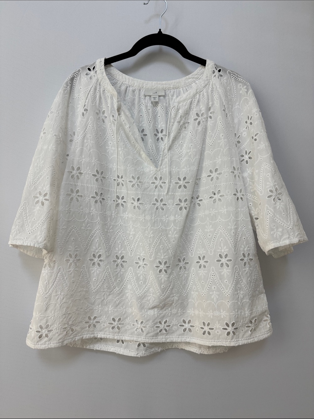 J.Jill White Eyelet Cotton Blouse